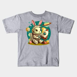 Retro Futurism Easter Bunny Astronaut Kids T-Shirt